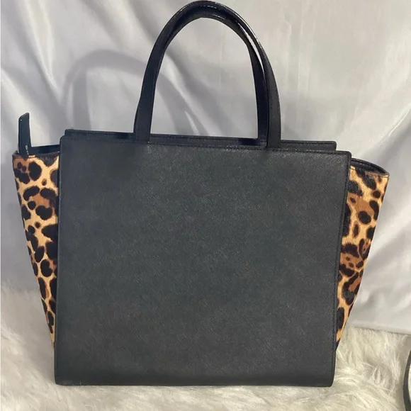 Kate Spade Run Wild Leopard Hayden Satchel Shoulder Bag Animal Calfhair Sides - Picture 5 of 10